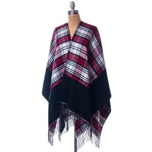 Red Plaid Border Shawl